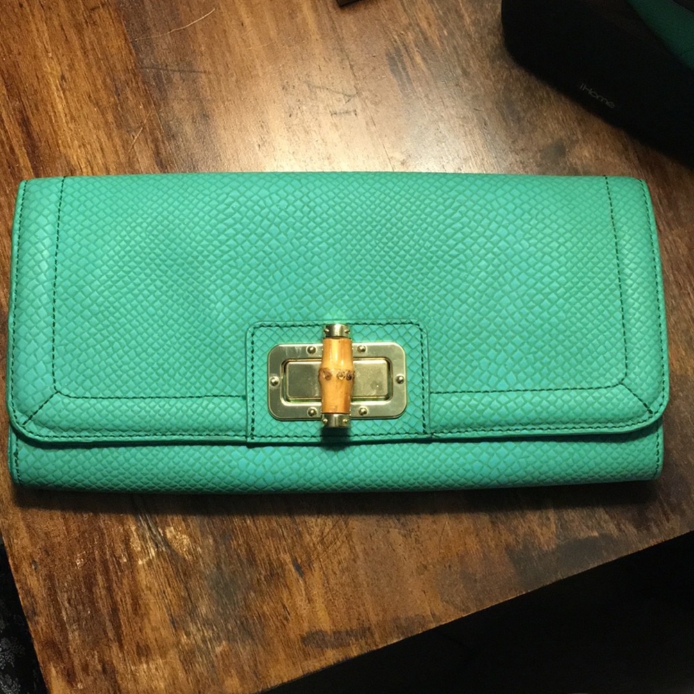 Banana Republic Turquoise Clutch w/ Bamboo buckle